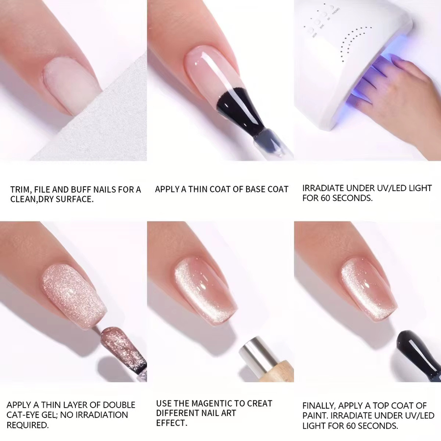 XEIJAYI Katzenauge-Gel-Nagellack-Set, 5 Farben, Schimmernd - Bild 4