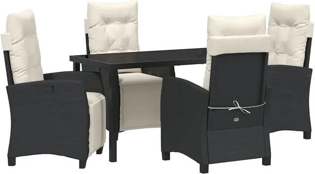 vidaXL Garten Essgruppe 5-teilig aus Poly-Rattan und Glas in Schwarz - Bild 1