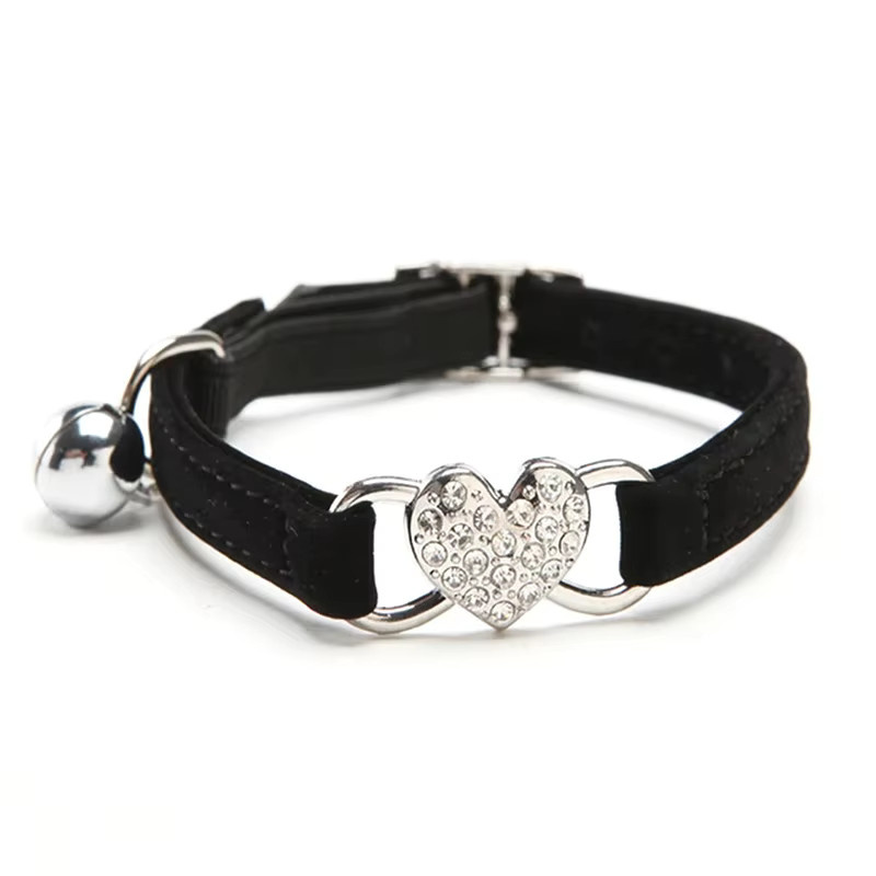 DUTRIEUX Katzenhalsband, Herzanhänger und Glocke, Samtmaterial - Bild 4