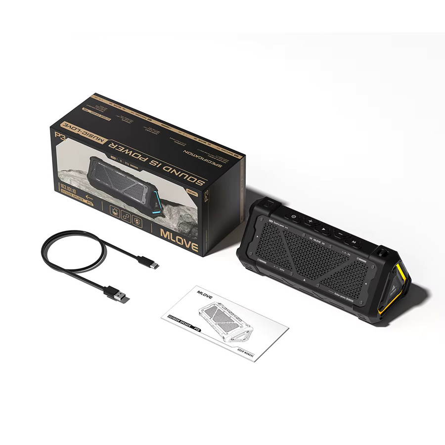 MLOVE P3 Bluetooth-Lautsprecher in Schwarz mit 40 W Ausgangsleistung, IPX7 wasserdicht, Stereo-Sound und RGB-Licht - Bild 6