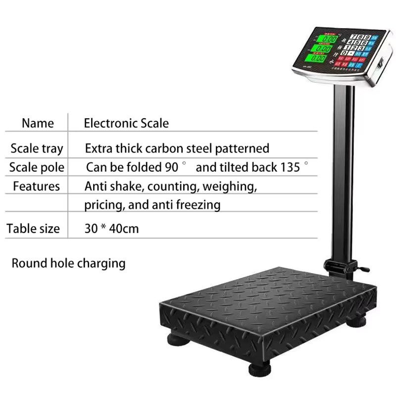 Zusammenklappbare elektronische Digitalwaage aus Edelstahl in Silber mit 150 kg Tragkraft und Akku-Betrieb - Bild 5