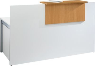 Empfangstheke Come-In mit 1 Ablage, gerade, Weiß/Buche-Dekor, Breite: 160 cm - Bild 1