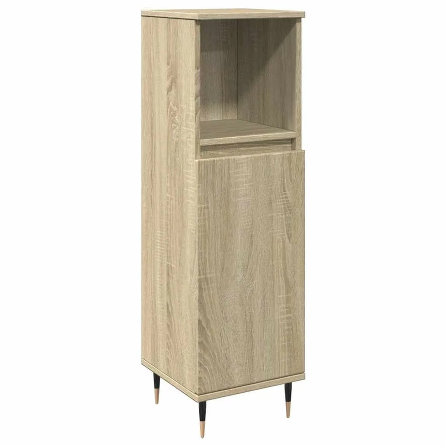 vidaXL Badschrank Sonoma-Eiche mit Schranktüren, B/T/H: 30 x 30 x 100 cm - Bild 2