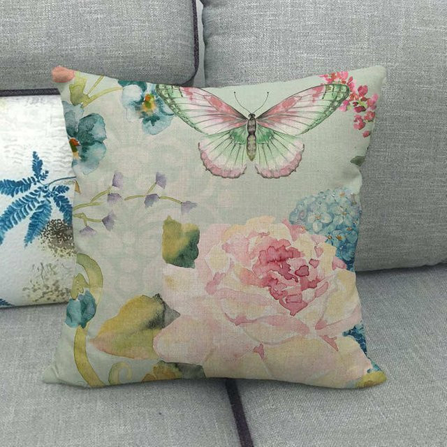 Nordischer Kissenbezug mit floralem Tierprint aus Plüsch für Sofa und Auto B/B/H: 18 x 18 x 18 cm - Bild 1
