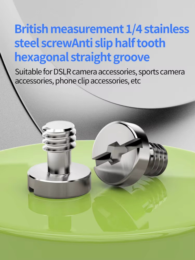 Schraubenmuttern Set für DSLR-Kameras mit 1/4"-20, 3/8"-16 und M3 Gewinde in Silber für Stativ-Kugelkopf und Schnellwechselplatten - Bild 2