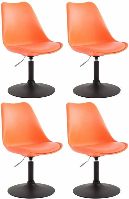 CLP 4er Set Esszimmerstühle Maverick in Orange/Schwarz aus Kunststoff und Metall mit 360 Grad Drehsitz - Bild 1