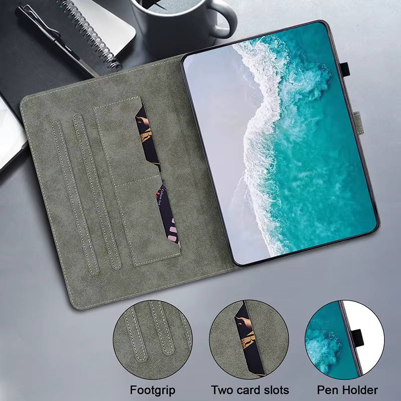 Samsung Ledertasche Hülle für Galaxy Tab A11 A9 Plus S5e A8 A7 Lite in Grün und Grau - Bild 4