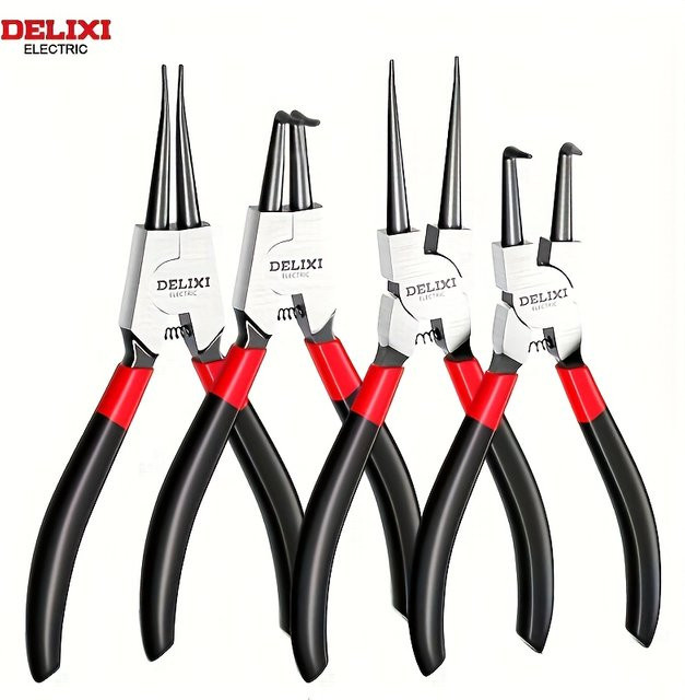 DELIXI ELECTRIC 5-Zoll-Sicherungsringzangen-Set aus Hochkohlenstoffstahl für Innen- und Außensicherungsringe - Bild 1