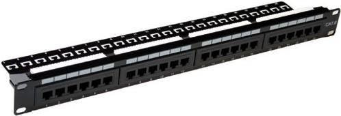 ACT Patchpanel CAT 6 UTP mit 24 Ports und Kabelmanagement-Leiste, Schwarz - Bild 1