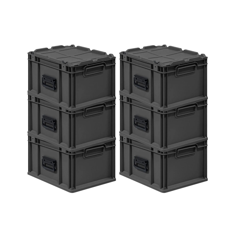 PROREGAL Supersparset 6x Eurobox Nextgen Portable Transportbehälter Schwarz B/T/H: 30 x 23,5 x 40 cm, 20 Liter - Bild 2