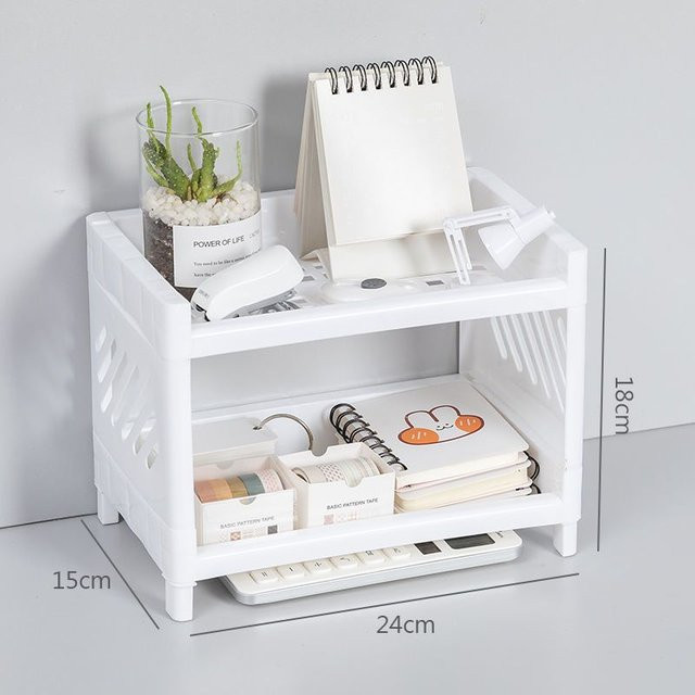 JESJELIU Briefpapier Organizer aus Kunststoff, mehrschichtiges Desktop-Regal für Büro und Home Office, Weiß - Bild 1