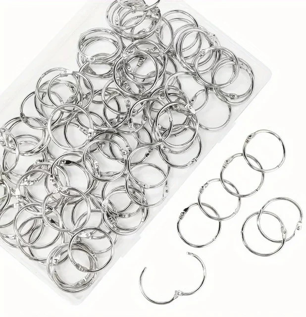 Silberne Ringbuchringe aus Metall für Karteikarten und Lernkarten - Bild 1