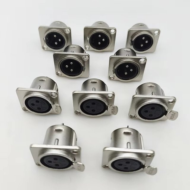 10er Set XLR 3-Pin Audio Stecker und Buchsen aus Metall für Mikrofon-Panel in Silber - Bild 1