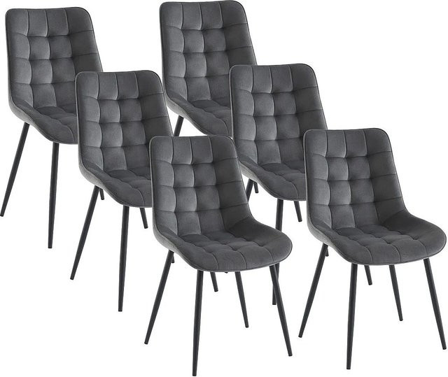 Vente-unique Stuhl Ollua in Grau aus Samt mit Metallgestell, Breite: 49,5 cm - Bild 1