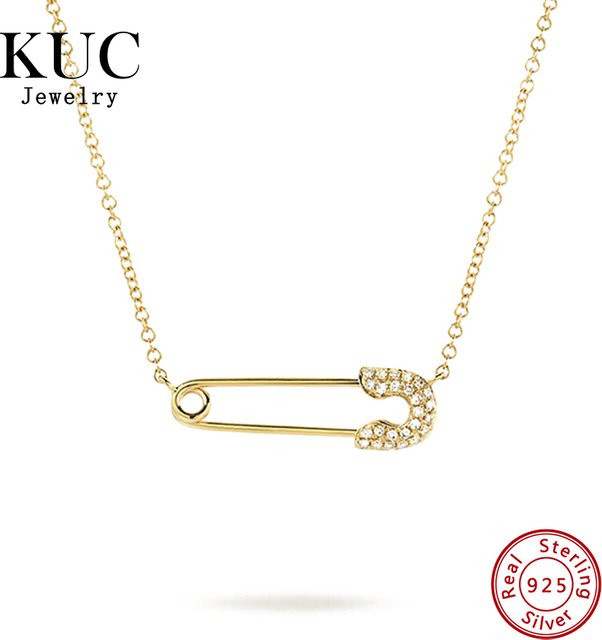 KUC Halskette mit Sicherheitsnadel-Anhänger, 925 Silber, Zirkonia, Damen - Bild 1