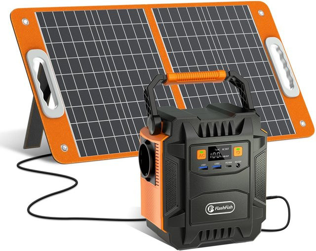 Flashfish A201+TSP60 Tragbare Powerstation in Orange mit 172,8 Wh, 48000 mAh Kapazität und 200 W Ausgangsleistung sowie 3 Lademethoden inklusive USB-C - Bild 1