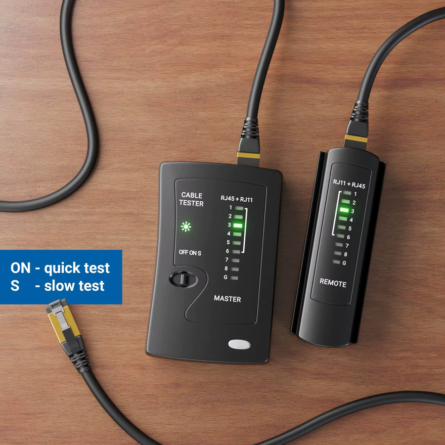 ZoeRax Netzwerk-Ethernet-Kabeltester für LAN RJ45 Cat5 Cat5e Cat6 Cat6a Cat7 UTP/geschirmte Kabel und RJ11 RJ12 in Schwarz - Bild 2