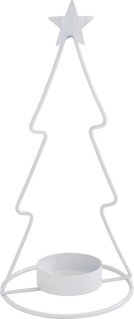 VBS Teelichthalter Tannenbaum mit Stern in Weiß aus Metall - Bild 1