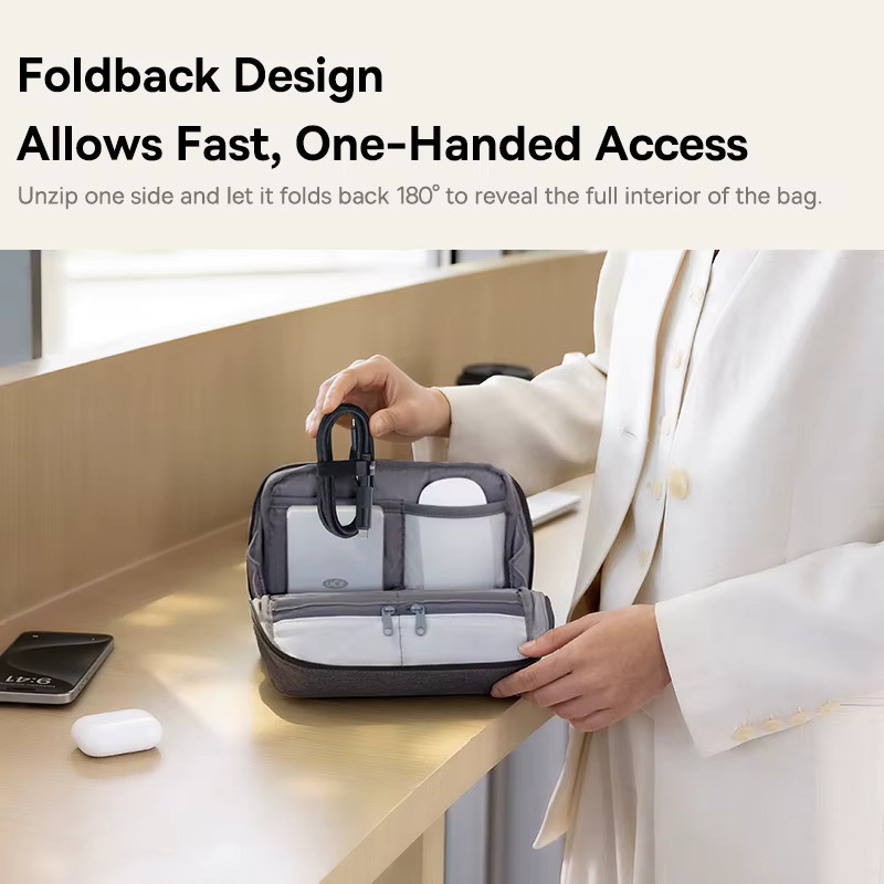 Baseus Elektronischer Organizer und Handy-Aufbewahrungstasche für iPhone 17 und Samsung, wasserdicht, Schwarz/Grau - Bild 4