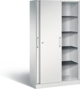 C+P Schiebetürenschrank Asisto in Lichtgrau mit Schloss und Regalböden, H x B x T: 198,0 x 100,0 x 43,5 cm - Bild 1