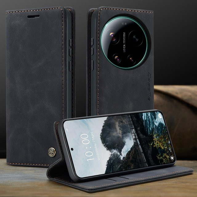 CaseMe Luxus Retro Magnetische Flip Handyhülle aus PU Leder für Xiaomi 17 17 Ultra in Schwarz - Bild 1