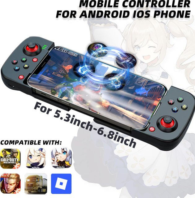 VILCORN D3 Mobile Gamepad Bluetooth Controller für Android und iOS mit Stretch-Joystick und Makro-Funktion in Rot - Bild 1