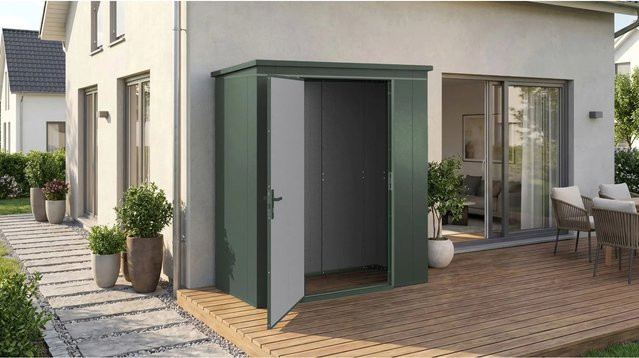 Weka Metall-Gerätehaus Gary in Grün aus Stahlblech, B: 192 cm, T: 97,8 cm - Bild 1