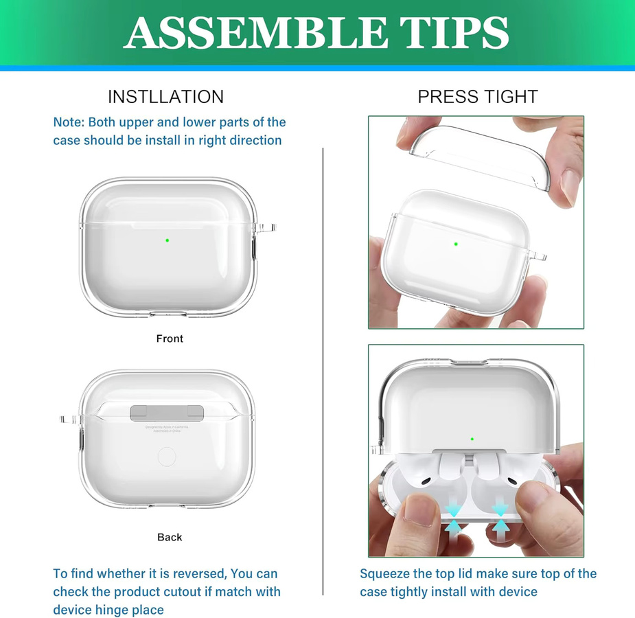 Transparente TPU-Schutzhülle für Apple AirPods Pro 3 mit Reinigungsbürste - Bild 4