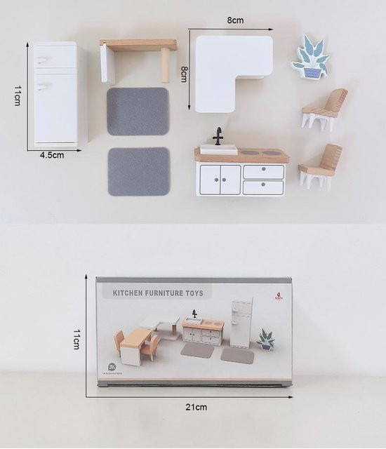 Kidsly Modernes Puppenhaus Holzmöbel Dekoration Set, Holz, ab 0 Jahre - Bild 1