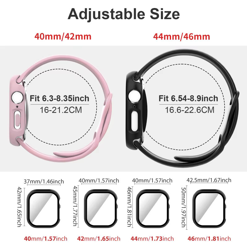 BUSKOZ Uhrenzubehör Set, Silikon, red, Unisex, für Apple Watch S1-S11, SE, Serie 10-11 - Bild 2