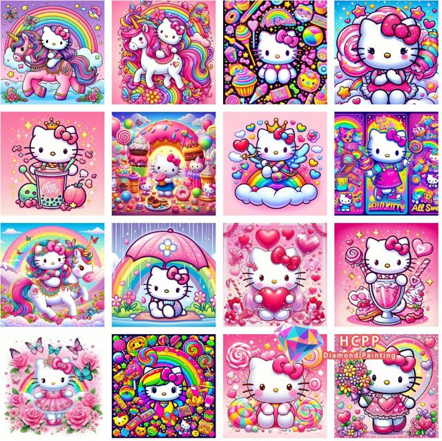 TOPTOY Hello Kitty Diamond Painting Set DIY Mosaik Kunst mit bunten quadratischen Diamanten zur Heimdekoration - Bild 1