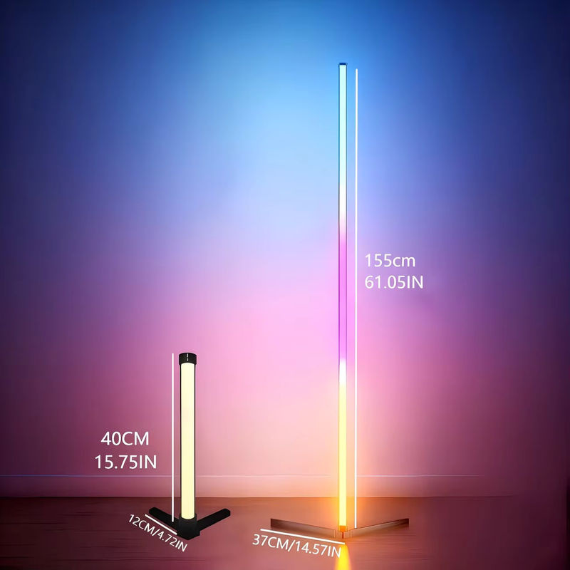 TINGMIAO RGB Eck-Stehleuchte aus Aluminium mit App-Steuerung und Musiksynchronisation, dimmbare LED Stehlampe in Multicolour für Wohnzimmer und Schlafzimmer - Bild 2