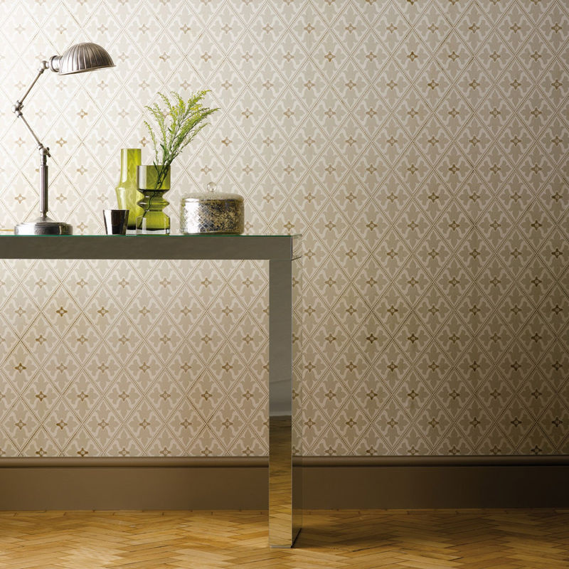 Little Greene Tapete Bayham Abbey Portland in Rot, Creme und Beige mit abstraktem Vintage-Muster - Bild 2