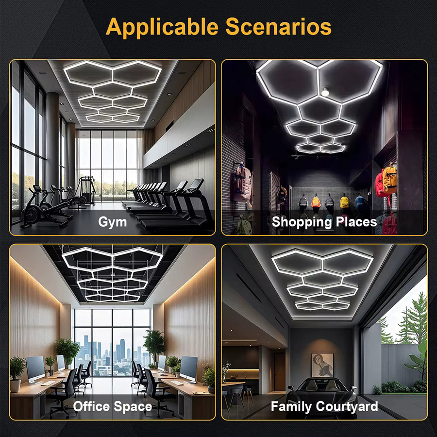 VASTFIRE Ultrahelle Waben-LED-Deckenleuchte in Hexagon-Design mit 6500K Kaltweiß für Garage und Werkstatt - Bild 6