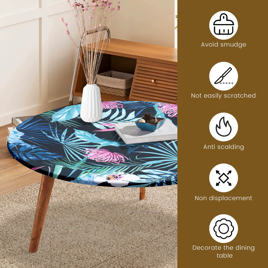 Willstar Runde Tischdecke mit floralem Muster aus Polyester, wasserabweisend und ölbeständig, Multicolour, Durchmesser: 100 cm - Bild 2