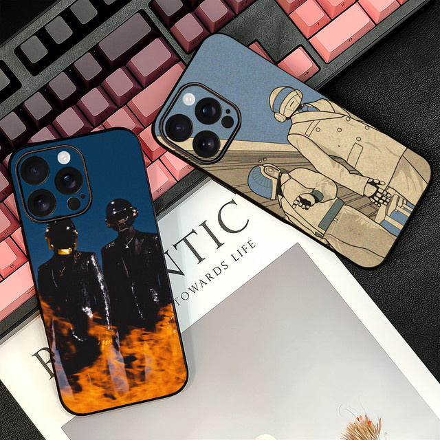 D-Daft Punk Band Handyhülle für Apple iPhone 11 bis 16 Pro Max Plus Mini aus weichem TPU in Multicolor - Bild 1