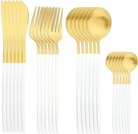 JANKNG Besteckset aus Edelstahl in Gold, 24-teilig, spülmaschinenfest