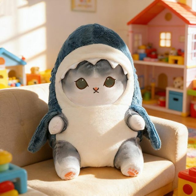 Yiran toy Kleine Katze mit Haifischmaske, Plüschtier, ab 0 Jahren - Bild 1