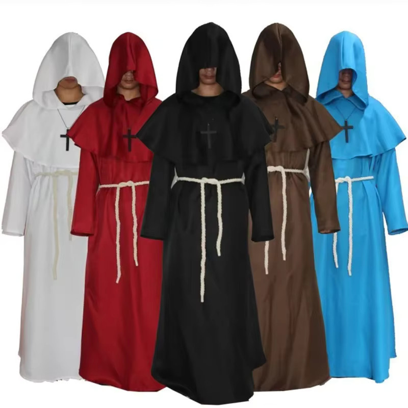 cosfans Ritter mittelalterlicher Mönch mit Kapuze, Cosplay-Kostüm - Bild 1