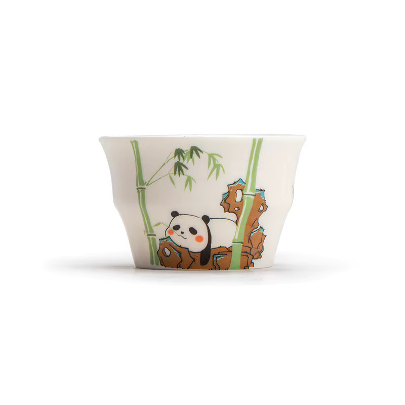 Handgefertigte Panda-Teetasse aus weißem Porzellan im japanischen Stil für dein Gongfu-Teeset - Bild 3