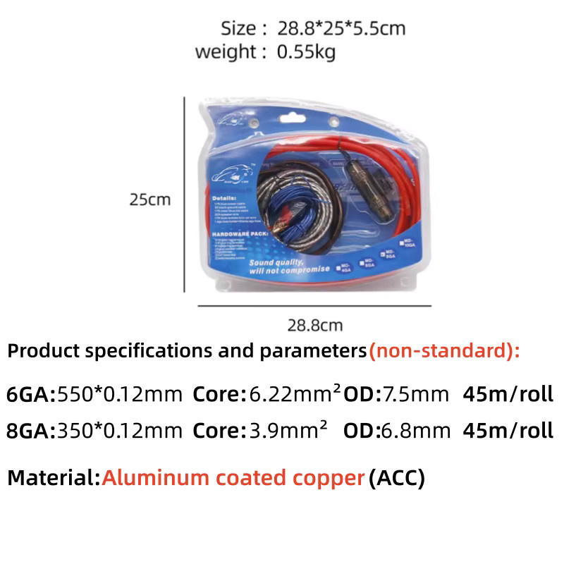 6/8GA Auto Verstärker Kabel Set mit 60AMP Sicherung für Subwoofer Stromkabel Installation Kit zur Fahrzeugmodifikation - Bild 2