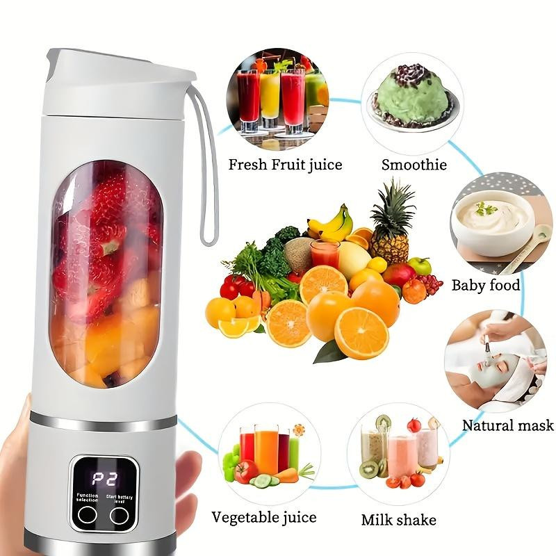 YC Direct Tragbarer Entsafter mit USB-Aufladung und 10 Klingen in Grün mit Digitalanzeige und drei Modi für Smoothies und frischen Saft - Bild 2
