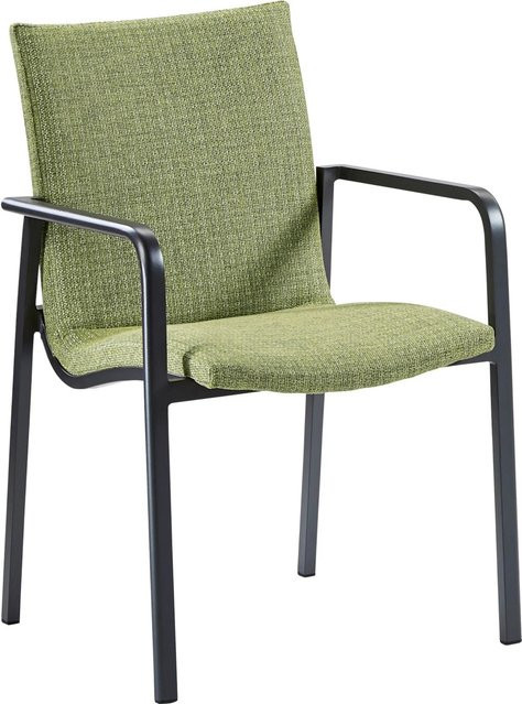 Barths Dining-Sessel Positano 4er Set in Anthrazit-Grün mit Aluminiumgestell und Outdoor-Stoff, H x B x T: 86 x 57 x 63 cm - Bild 1