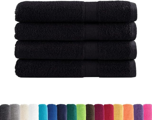 vidaXL Premium-Saunatücher SOLUND, 4er-Set, Schwarz, Baumwolle, B/H: 80 x 200 cm, 600 g/m² - Bild 1