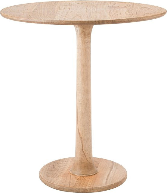 CLP Beistelltisch Morristown rund aus massivem Mindi-Holz in Braun, handgefertigter Couchtisch im Landhausstil für dein Wohnzimmer oder Esszimmer, Durchmesser: 70 cm, Höhe: 77 cm - Bild 1