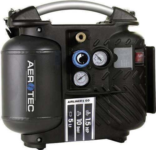 Aerotec Kompressor Airliner 5 GO in Schwarz mit 200 l/min, 10 bar, 1,1 kW und 5 l Behältervolumen - Bild 1