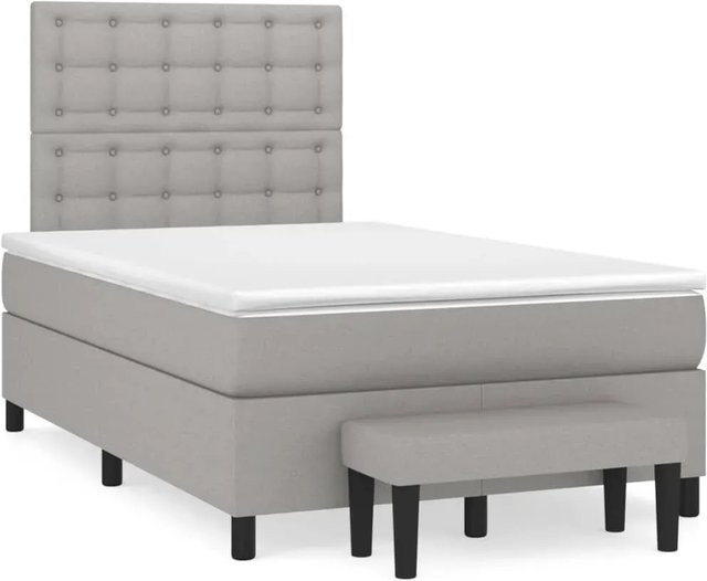 vidaXL Boxspringbett mit Matratze Hellgrau B/T/H: 120 x 200 x 128 cm - Bild 1