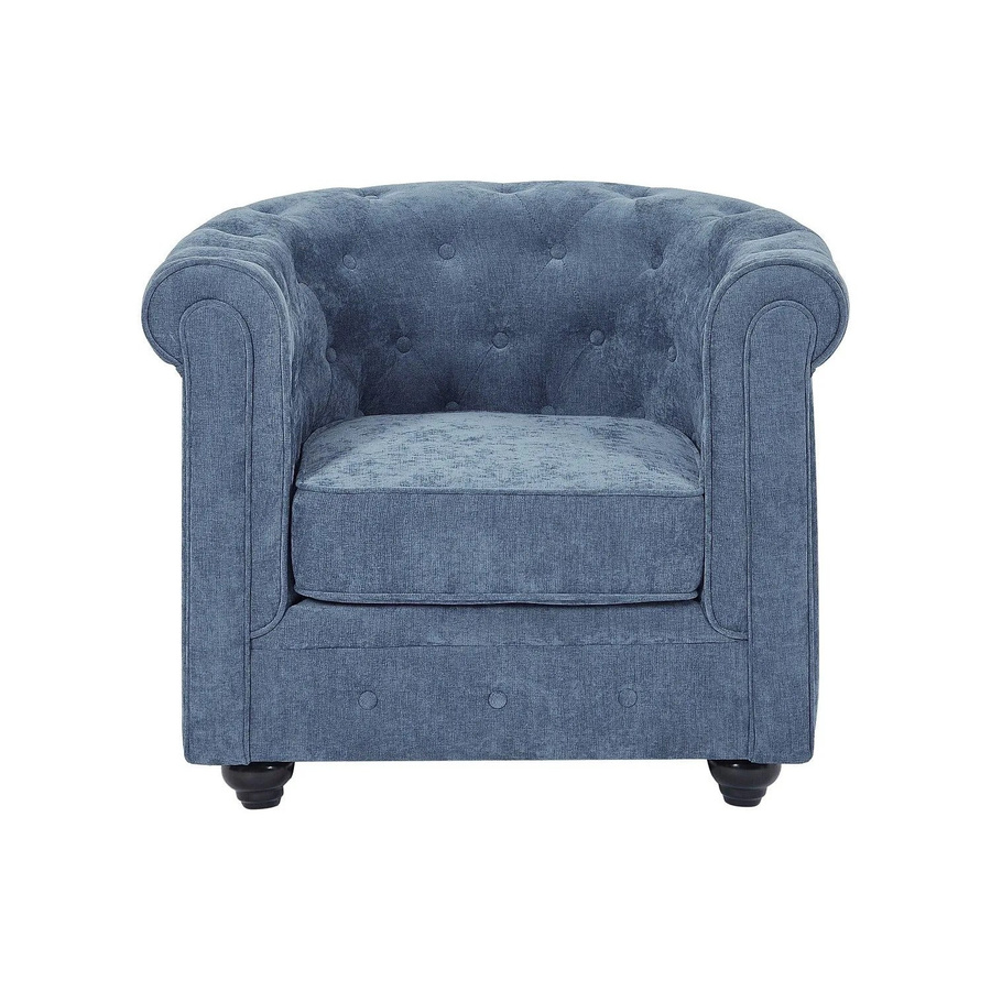 Vente-unique Chesterfield Sessel mit gerader Rückenlehne in Blau, gesteppt mit Stoffbezug und Holzgestell, Höhe: 82 cm - Bild 2