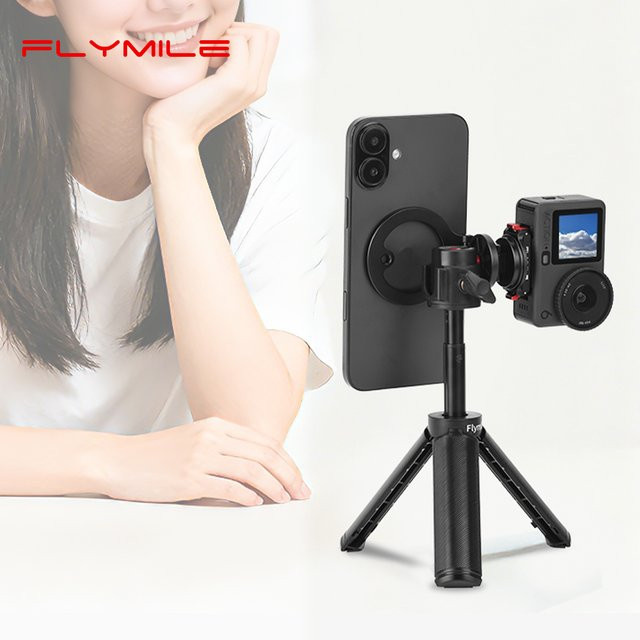 Flymile Magnetische Halterung für DJI OSMO Action 6, Magsafe Telefonhalterung und Teleprompter-Ständer mit 1/4 Zoll Schraubenloch, Schwarz - Bild 1