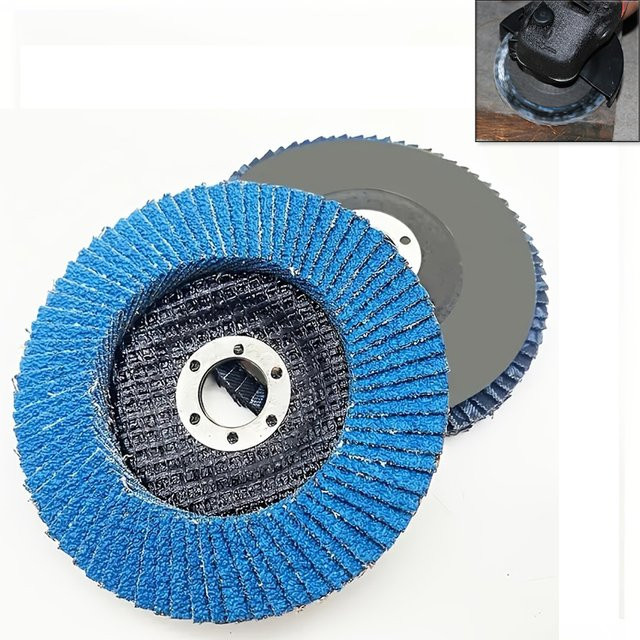2 Stück LouCnloin Schleiflamellen-Polierscheiben aus Zirkonoxid-Korund für Edelstahl, Körnung 60, Durchmesser: 125 mm, Farbe: Blau - Bild 1
